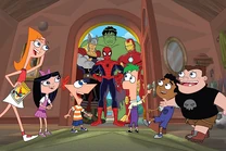 PhineasAndFerb Marvel.png (586 kB) Phineas y sus amigos con varios héroes de Marvel.