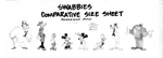 A Beagle Boy in the comparative size model sheet of the cancelled animated short, Swabbies.