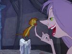 Beautiful Mim stroking Arthur underneath his beak seductively.