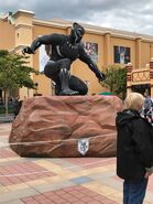 A sculpture of Black Panther at the entrance to Walt Disney Studios Park.