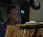 Lupita Nyong'o behind the scenes of the 2016 live-action adaptation of The Jungle Book.
