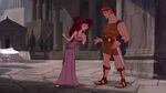 Meg telling Hercules that "two children" are trapped.
