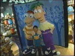 PnFPoseForAPhoto.jpg (23 KB) Ferb and Phineas pose for a photo with a fan at the Disney Store