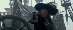Barbossa wielding the Sword of Triton.