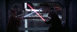 Obi-Wan battles Vader for the last time.