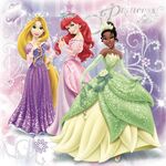 Ariel with Rapunzel and Tiana; glittery dress redesign