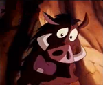 Pumbaa shocked and feels bad over Timon crying