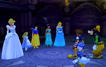 Goofy, Sora, Donald y las Princesas del Corazón.