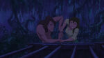 Jane helps Tarzan free Kala.