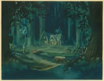 Concept artwork of the cottage at night by Samuel Armstrong.
