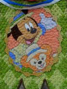 A park decoration for the event, featuring Mickey and Duffy.