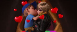 Tamora and Felix's first kiss.