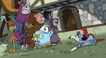 Lady Kluck, Mother Rabbit, Skippy, a Rhino Guard, Friar Tuck, Otto, and Sir Hiss in The Brave Little Squire