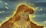 Ariel smiling.Ariel get turned back into a mermaid