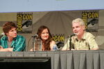 Catherine Taber with Matt Lanter and Tom Kane at San Diego Comic-Con 2011.