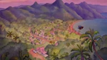 Kokaua Town as it appears in Stitch's nightmare in Lilo & Stitch 2: Stitch Has a Glitch