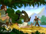 Poacher gets kicked by Tarzan and the friends.