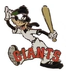 Pin of Goofy dressed as a player for the San Francisco Giants