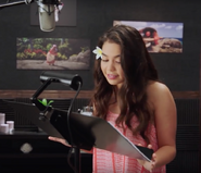 Auli'i Cravalho behind the scenes of Moana.