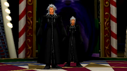Xemnas appears alongside Young Xehanort in Prankster's Paradise.