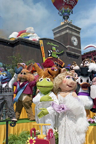 The Muppets prepare to launch fireworks to celebrate the opening of the attraction.