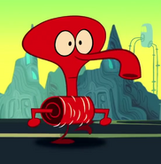 The barrel-like martian from "Mars and Beyond" in the opening title sequence