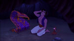 Aladdin, Abu, and Carpet realize they are trapped in the cave