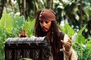 Jack Sparrow opening the Dead Man's Chest.