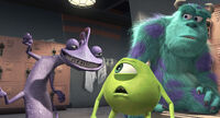 Randall harrassing Sulley and Mike