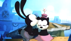 Epic Mickey 2 Oswald kisses Ortensia