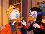 Magica brainwashes Gladstone into stealing the Number One Dime for her.