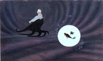 A production cel from the scene where Ursula is watching Ariel. Note how the cauldron is missing from the shot, suggesting it was on another layer. The bubble also lacks the special effects it had in the movie.