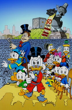 Scrooge McDuck celebrates his 50th anniversary in "".
