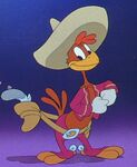 Panchito's guns landing in his holster.