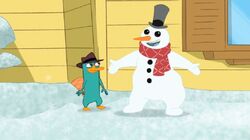 Perry and snowman