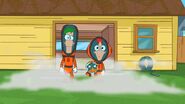 Phineas and Ferb in their space suits
