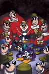 Darkwing is surrounded by the DuckTales Beagles, who don't actually appear in the story this is a cover for.