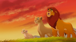 Nala, Simba and Tiifu watching in horror as Kiara gets trapped in a stampede