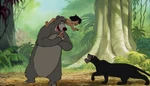 Bagheera with Mowgli and Baloo