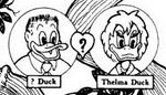 Della and her husband in Mark Worden's illustrated version of Carl Barks' Duck family tree.