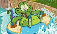 Swampy on an "innertube"