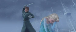 Hans attempting to assassinate Elsa.