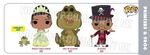 Concept art for The Princess and the Frog Funko Pop figures.