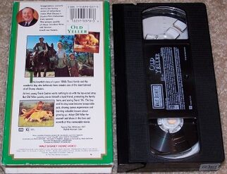 VHS rear cover and tape of "Old Yeller" from "Walt Disney's Studio Film Collection".