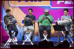 Ben Schwartz with David Tennant, Danny Pudi, and Bobby Moynihan at the 2018 Disney Channel GO! Fan Fest.