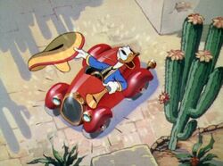 Donald in his first solo cartoon, Don Donald (1938).