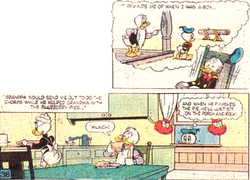 Grandpa Duck and his grandson, as he appeared in The Good Old Daze.