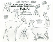 Bambi and his mother in a concept sketch/design