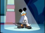 Donald attempting to mimic Mickey's debut appearance.