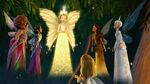 Queen Clarion with the Seasonal Ministers welcoming Tinker Bell to Pixie Hollow.